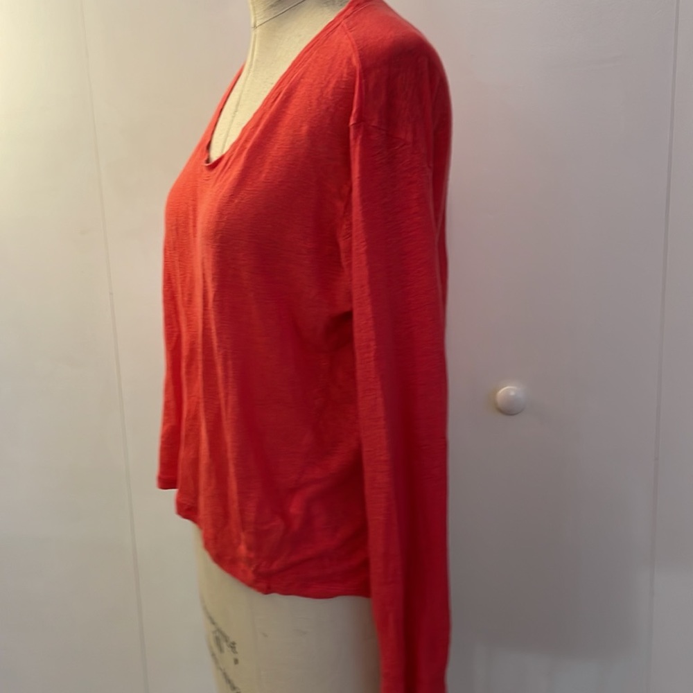 Gap linen long sleeve loose top in tangerine - Picture 3 of 6